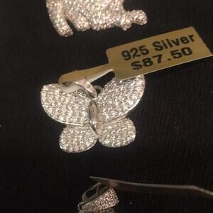 925 Sterling Silver CZ Butterfly Pendant  *Price Tag Not Available